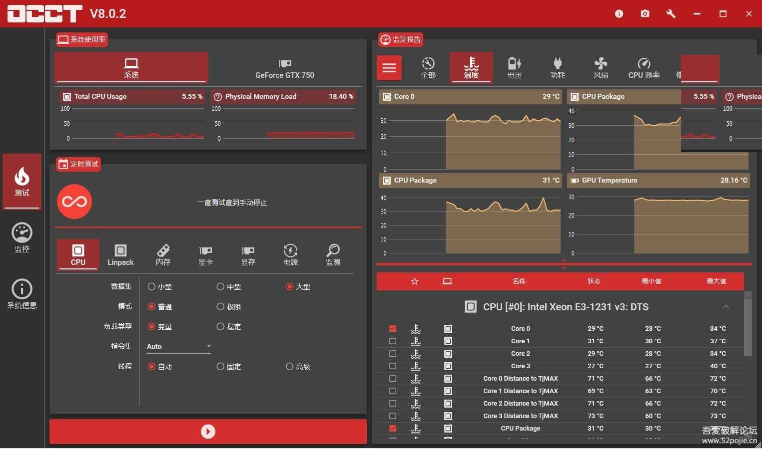 电源检测工具 OCCT 8.0.2